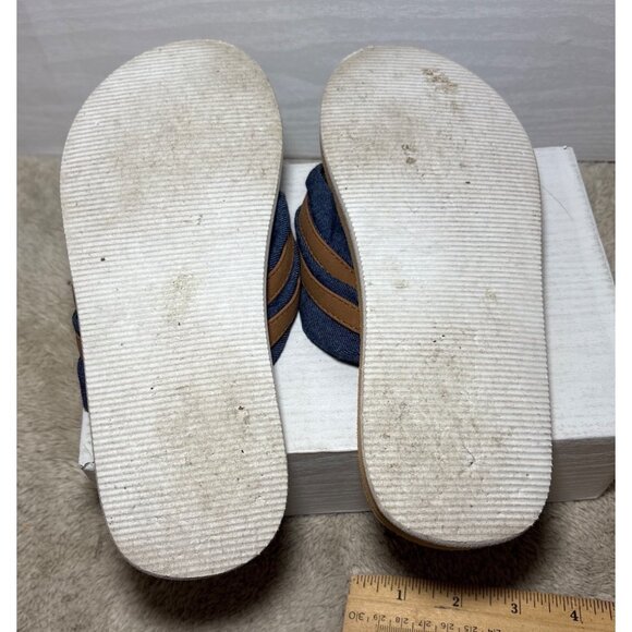Annie G. Womens Brown & Blue Denim Bow Slide Sandals Size 5.5 - Picture 8 of 9